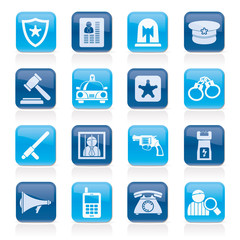 police, law and security icons - vector icon set