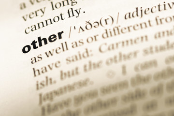 Close up of old English dictionary page with word other © TungCheung