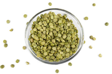 top view of mung dahl in glass bowl.