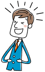 イラスト素材：ビジネスマン　笑う