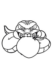 seduce female apple eva adam grin angry dangerous snake constrictor comic cartoon design
