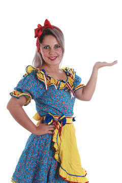 Brazilian woman wearing typical clothes for the Festa Junina Stock Photo |  Adobe Stock