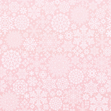 雪の結晶とレース　ピンクの背景