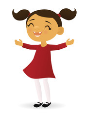 Happy smiling girl missing her two front teeth