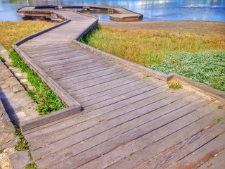Looking at wooden pier
