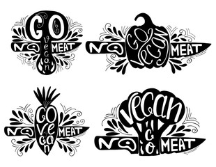 Typographic print set. Go Vegan