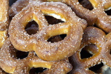 knot-shape pretzels on macro