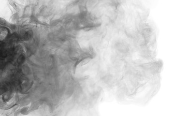 Abstract gray smoke hookah on a white background.