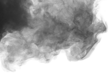 Abstract gray smoke hookah on a white background.