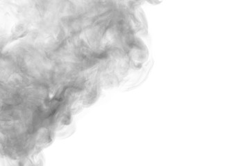 Abstract gray smoke hookah on a white background.