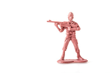 Plastic Toy Soldiers on white background