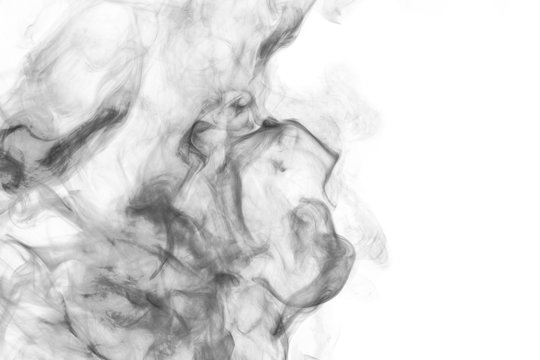 Abstract gray smoke hookah on a white background.