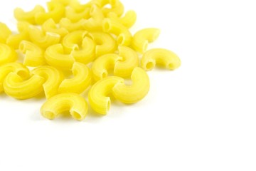 macaroni pasta on white background