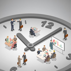 Time management business concept. Group of businessman working o