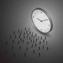 Time management business concept. A group of people walking to a