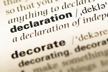 Fototapeta premium Close up of old English dictionary page with word declaration