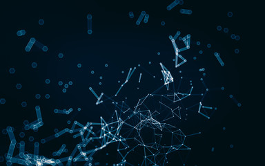 Abstract polygonal space low poly dark background, 3d rendering