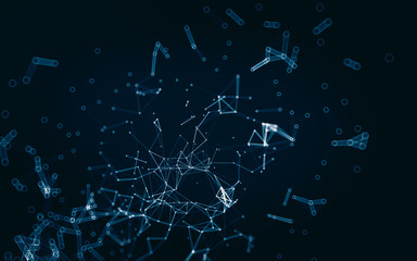 Abstract polygonal space low poly dark background, 3d rendering