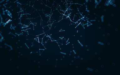 Abstract polygonal space low poly dark background, 3d rendering