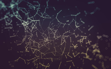 Abstract polygonal space low poly dark background, 3d rendering