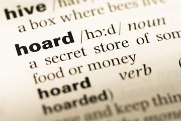 Close up of old English dictionary page with word hoard © TungCheung