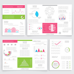 Business graphics brochure, cover layout and infographics