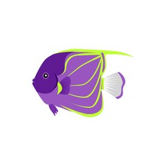 Heniochus Intermedius Fish Flat Design