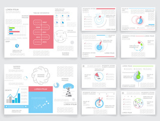 Business graphics brochure, vector set