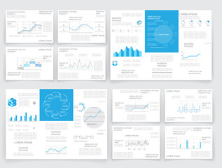 Brochures for business reports, cover layout and infographics