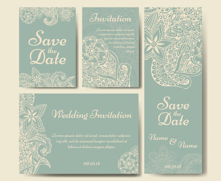 Wedding card collection. Template of invitation card. Decorative greeting design for  thank you card, save the date card, mother day. - Powered by Adobe