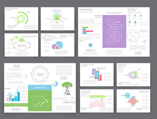 Business graphics brochure, vector set