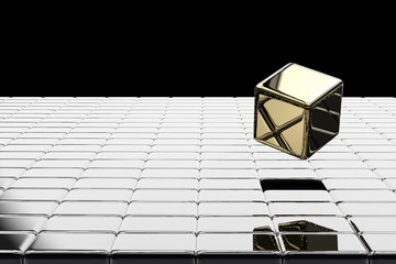 leadership concept with golden cubic