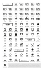 Laundry washing symbols icon set, vector illustration