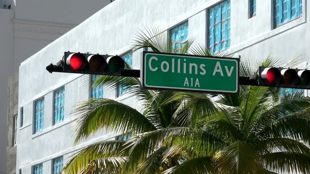 Famous Collins Ave in Art Deco district of Miami Beach