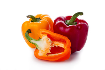 peppers over white background