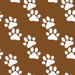 Paw zoo pattern. Brown vector for zoo design.