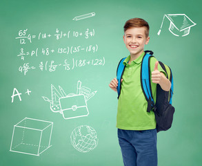happy student boy with school bag