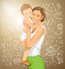 Vector Woman With Child