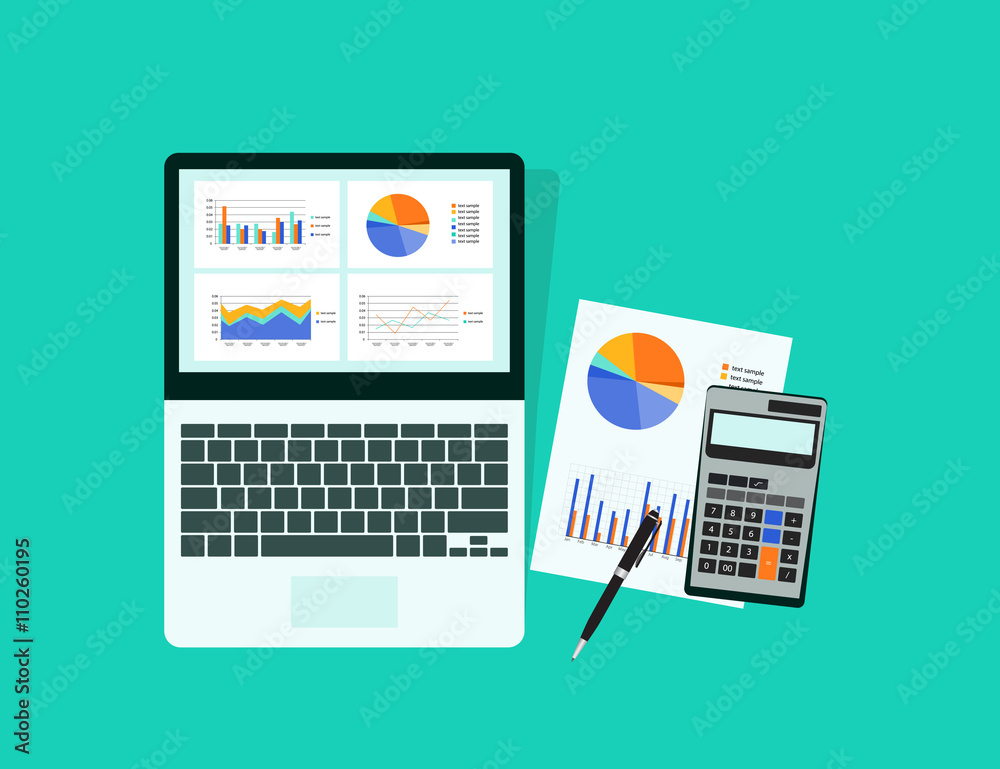 Aufkleber  business analytic graph in tablet device with report paper concept .