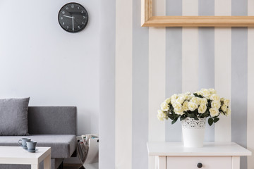 Romantic and modern living room in bright colours