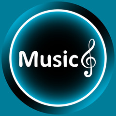 Icon white treble clef and music