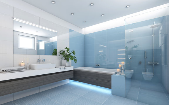 Bright Bathroom In Blue 