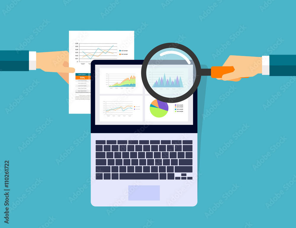 Aufkleber  business analytic graph in tablet device  concept .hand hold paper graph.
