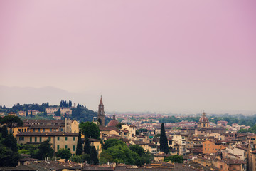 Obraz premium View of Florence in rainy foggy morning from Piazzale Michelangelo