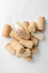 Wine corks on white background