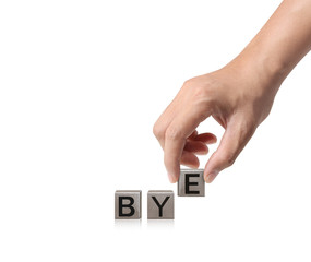 . Closeup  hand putting together word