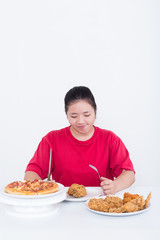 Woman with fast food