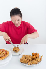 Woman with fast food