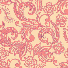 seamless floral pattern in Indian mehndi style