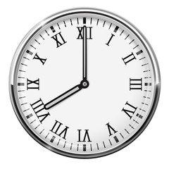 Clock dial with roman numerals. Eight o'clock
